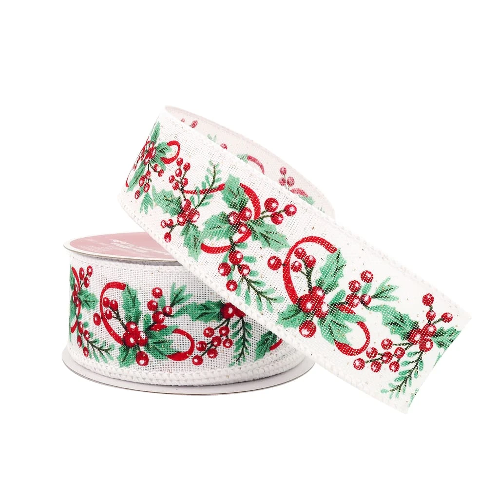 Coupon π₯ 1.5" x 30ft. Faux Linen Wired Mistletoe & Holly Ribbon by Celebrate It® β Christmas 𧨠2 Coupon π₯ 1.5" x 30ft. Faux Linen Wired Mistletoe & Holly Ribbon by Celebrate It® β Christmas 𧨠- Image 2