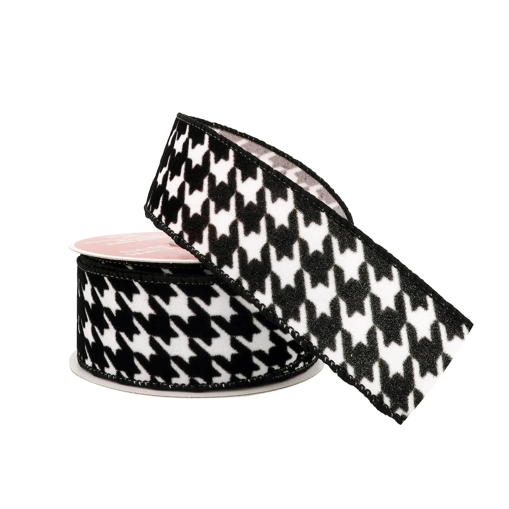 Cheap 🥰 1.5" x 25ft. Taffeta Wired Houndstooth Ribbon by Celebrate It® Christmas 🔥 2 Cheap 🥰 1.5" x 25ft. Taffeta Wired Houndstooth Ribbon by Celebrate It® Christmas 🔥 - Image 2