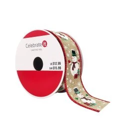 Discount ✨ 1.5" x 30ft. Faux Linen Wired Snowman Ribbon by Celebrate It® 💯 Christmas 💯