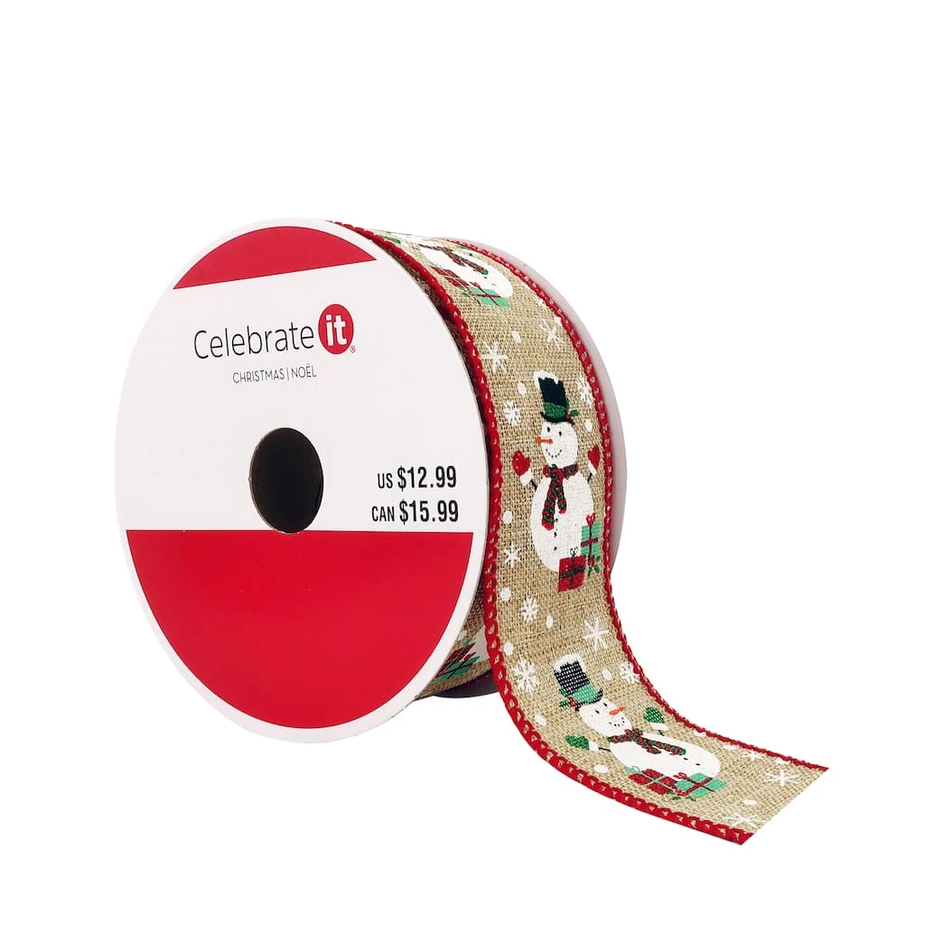 Discount β¨ 1.5" x 30ft. Faux Linen Wired Snowman Ribbon by Celebrate It® π― Christmas π― 1 Discount β¨ 1.5" x 30ft. Faux Linen Wired Snowman Ribbon by Celebrate It® π― Christmas π―