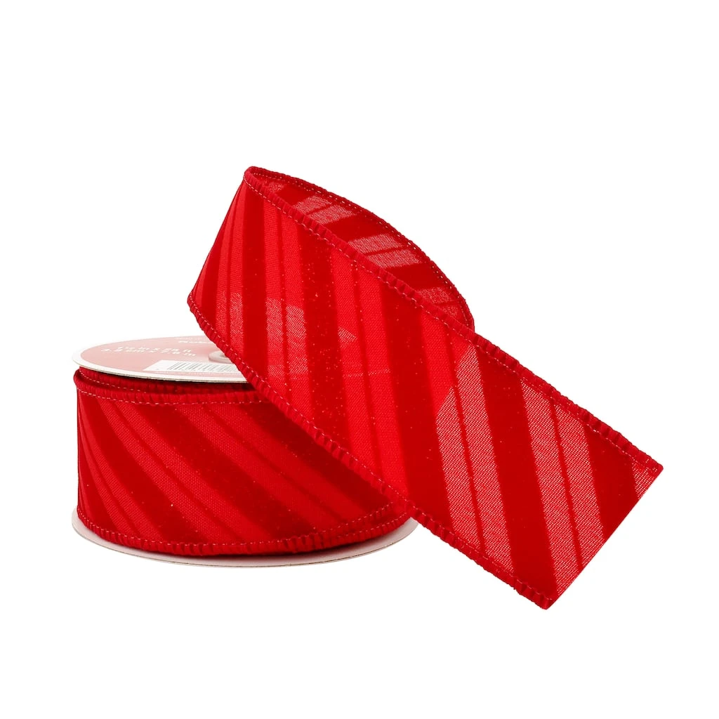 Hot Sale π 1.5" x 25ft. Taffeta Wired Diagonal Striped Ribbon by Celebrate It® Christmas π 2 Hot Sale π 1.5" x 25ft. Taffeta Wired Diagonal Striped Ribbon by Celebrate It® Christmas π - Image 2