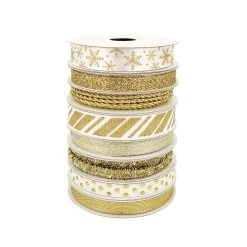 Cheap ❤️ 2.6yd. Metallic Mixed Stripe & Dots Christmas Ribbon Variety Pack by Celebrate It™ ⭐