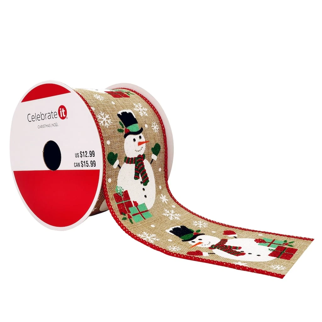 Hot Sale π 2.5" x 20ft. Faux Linen Wired Snowman Ribbon by Celebrate It® Christmas π 1 Hot Sale π 2.5" x 20ft. Faux Linen Wired Snowman Ribbon by Celebrate It® Christmas π