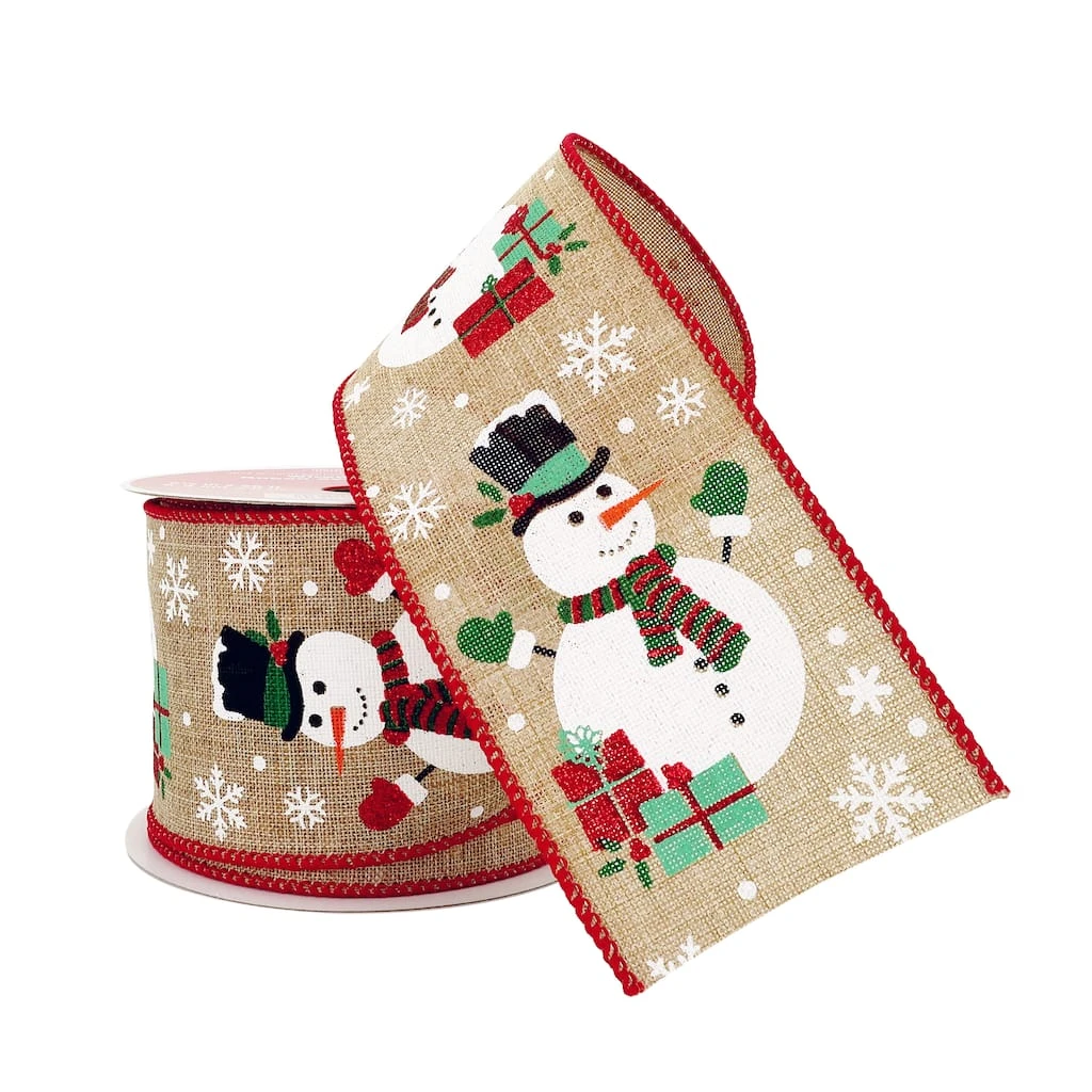 Hot Sale π 2.5" x 20ft. Faux Linen Wired Snowman Ribbon by Celebrate It® Christmas π 2 Hot Sale π 2.5" x 20ft. Faux Linen Wired Snowman Ribbon by Celebrate It® Christmas π - Image 2