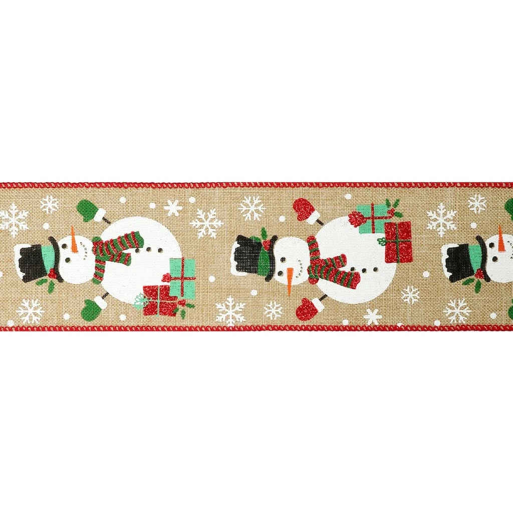 Hot Sale π 2.5" x 20ft. Faux Linen Wired Snowman Ribbon by Celebrate It® Christmas π 3 Hot Sale π 2.5" x 20ft. Faux Linen Wired Snowman Ribbon by Celebrate It® Christmas π - Image 3