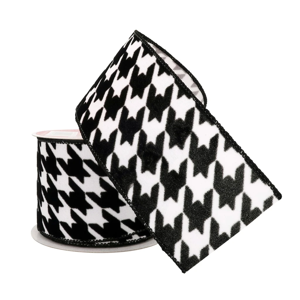 Outlet π 2.5" x 20ft. Taffeta Wired Houndstooth Ribbon by Celebrate It® Christmas π 2 Outlet π 2.5" x 20ft. Taffeta Wired Houndstooth Ribbon by Celebrate It® Christmas π - Image 2