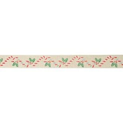 Best deal ⭐ 7/8" x 24ft. Faux Linen 🛒 Candy Cane Ribbon by Celebrate It® ✔️ Christmas ✨ -Celebrate It Sales Shop 10696005 3