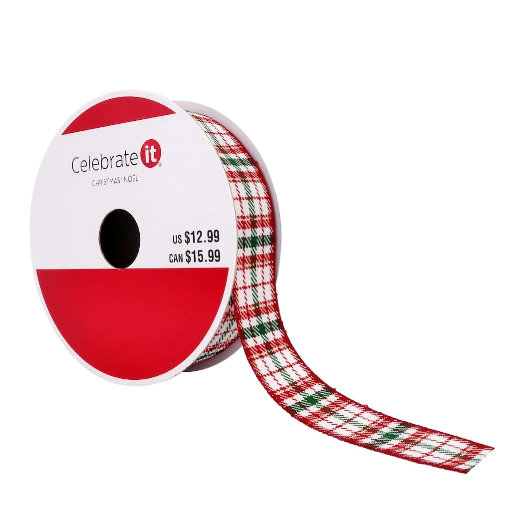 New π 7/8" x 24ft. Plaid Ribbon by Celebrate It® Christmas π 1 New π 7/8" x 24ft. Plaid Ribbon by Celebrate It® Christmas π