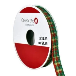 New 🛒 3/8" x 12ft. Plaid Ribbon by Celebrate It® Christmas ⭐