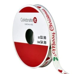 Best Sale 🎉 3/8" x 12ft. Merry ❄ Christmas Ribbon by Celebrate It® ❄ Christmas ❤️