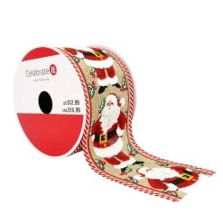 Best reviews of ❤️ 2.5" x 20ft. Faux Linen Wired Santa Ribbon by Celebrate It® ⌛ Christmas 😉