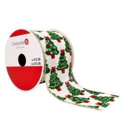 Top 10 ⌛ 2.5" x 20ft. Faux Linen Wired Decorated Tree Ribbon by Celebrate It® 👍 Christmas 🔥