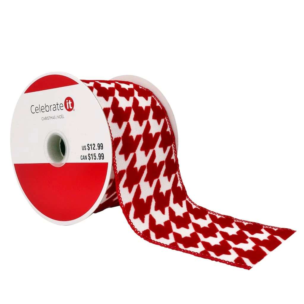 Deals ⌛ 2.5" x 20ft. Taffeta Wired Houndstooth Ribbon by Celebrate It® ✔️ Christmas 🧨 1 Deals ⌛ 2.5" x 20ft. Taffeta Wired Houndstooth Ribbon by Celebrate It® ✔️ Christmas 🧨