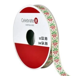 Cheapest ✔️ 3/8" x 12ft. Poinsettia Ribbon by Celebrate It® ❄ Christmas ✨
