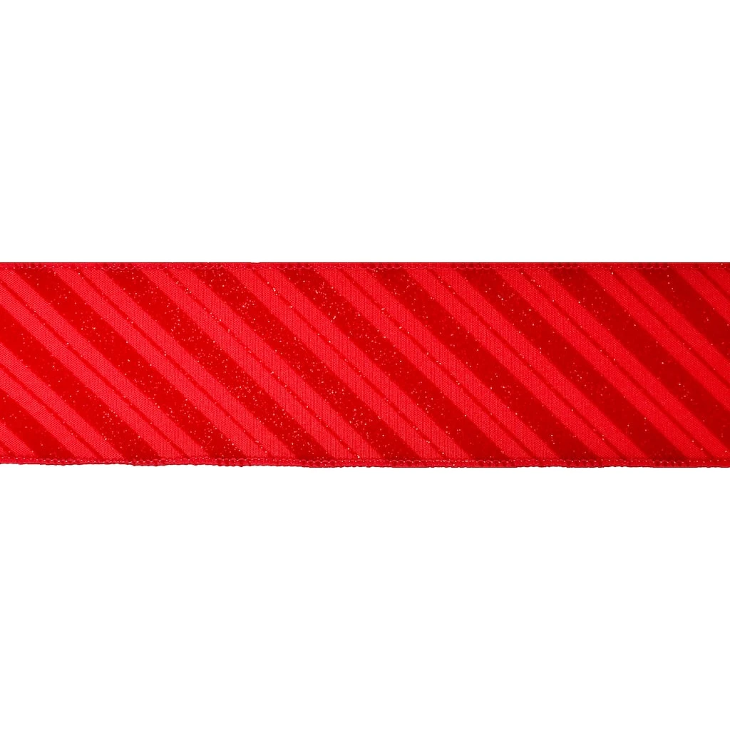 Budget ⭐ 2.5" x 20ft. Taffeta Wired Diagonal Stripes Ribbon by Celebrate It® 🔔 Christmas ✨ 3 Budget ⭐ 2.5" x 20ft. Taffeta Wired Diagonal Stripes Ribbon by Celebrate It® 🔔 Christmas ✨ - Image 3