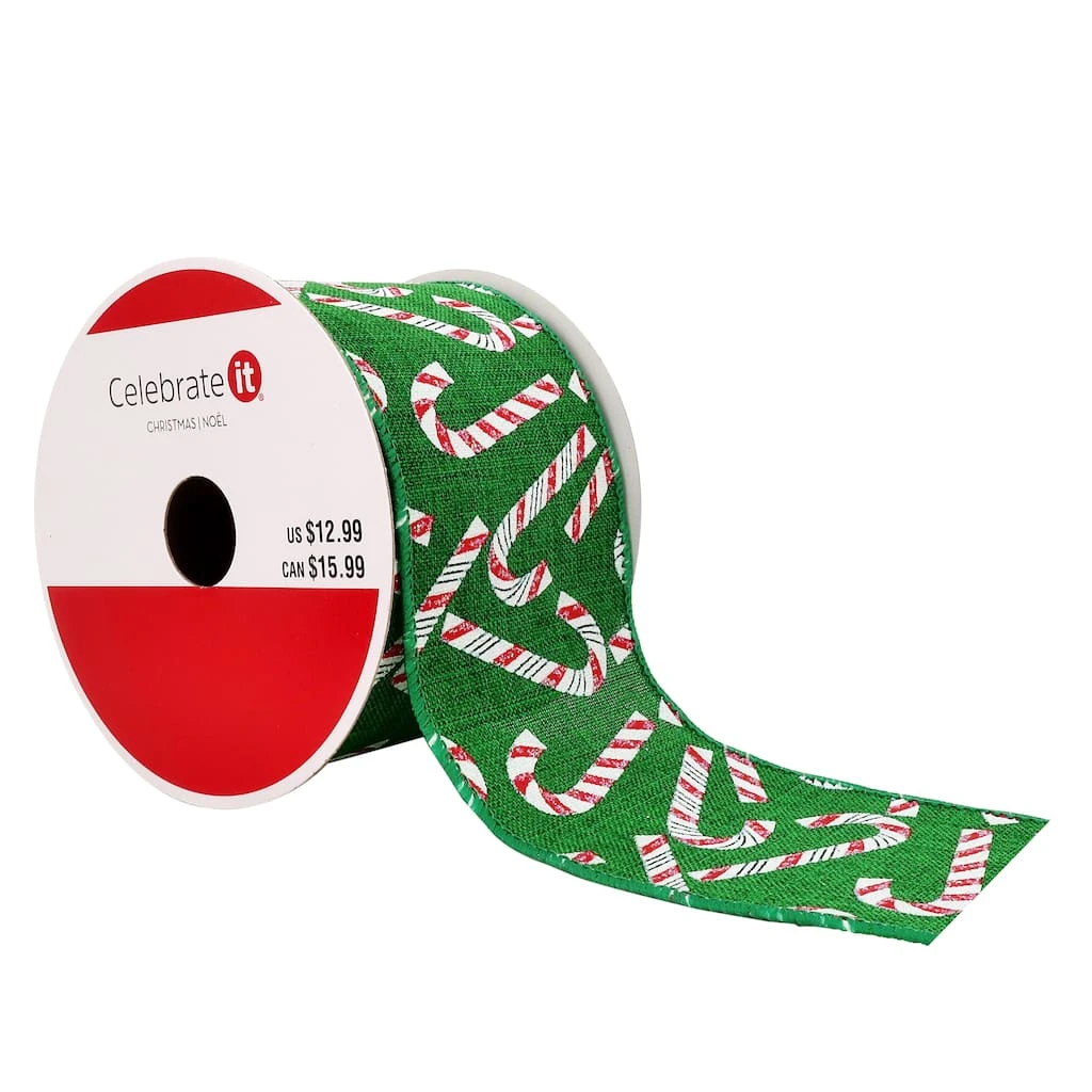 Best Pirce π 2.5" x 20ft. Faux Linen Wired Candy Cane Ribbon by Celebrate It® Christmas π₯ 1 Best Pirce π 2.5" x 20ft. Faux Linen Wired Candy Cane Ribbon by Celebrate It® Christmas π₯
