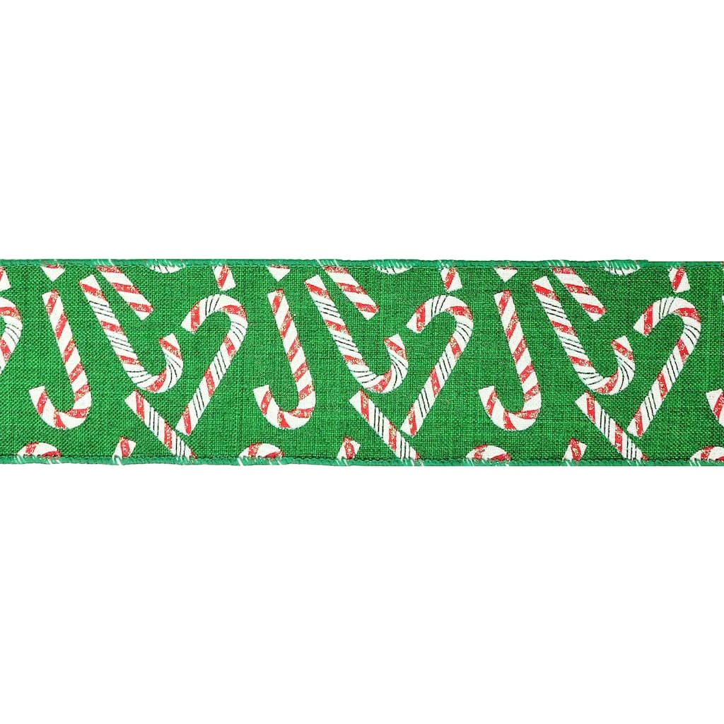 Best Pirce π 2.5" x 20ft. Faux Linen Wired Candy Cane Ribbon by Celebrate It® Christmas π₯ 3 Best Pirce π 2.5" x 20ft. Faux Linen Wired Candy Cane Ribbon by Celebrate It® Christmas π₯ - Image 3