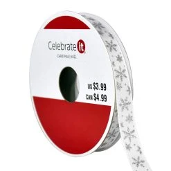 Buy 🛒 3/8" x 4yd. Snowflake Ribbon by Celebrate It® 🥰 Christmas ✔️