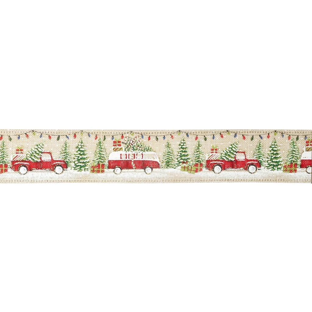New π 1.5" x 10yd. Faux Linen Wired Vintage Car Ribbon by Celebrate It® Christmas π― 3 New π 1.5" x 10yd. Faux Linen Wired Vintage Car Ribbon by Celebrate It® Christmas π― - Image 3