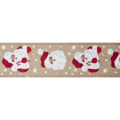 Buy ⌛ 2.5" x 20ft. Wired Faux Linen Santa Face Ribbon by Celebrate It® 🔥 Christmas 🔥 -Celebrate It Sales Shop 10696062 3