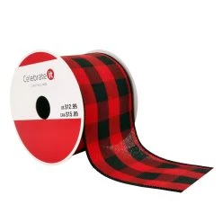 Flash Sale ✨ 2.5" x 20ft. Wired Buffalo Check Ribbon by Celebrate It® Christmas 🎁