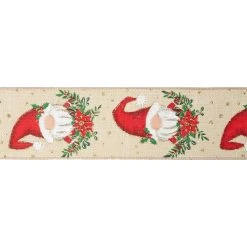 Promo 🎁 2.5" x 20ft. Faux Linen Wired Gnome Ribbon by Celebrate It® Christmas ❤️ -Celebrate It Sales Shop 10696068 3