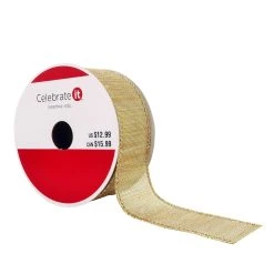 Coupon 🥰 1.5" x 10yd. Wired Sheer Metallic Ribbon by Celebrate It® Christmas 🧨
