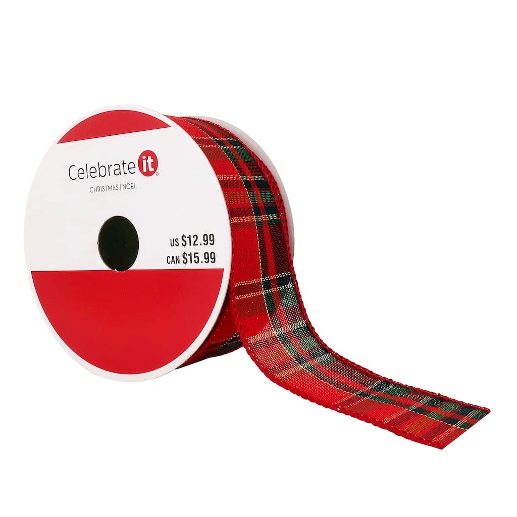 Cheap π 1.5" x 10yd. Wired Plaid Ribbon by Celebrate It® Christmas β 1 Cheap π 1.5" x 10yd. Wired Plaid Ribbon by Celebrate It® Christmas β