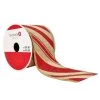 Discount 🛒 2.5" x 20ft. Faux Linen Wired Stripes Ribbon by Celebrate It™ ❄ Christmas ⭐
