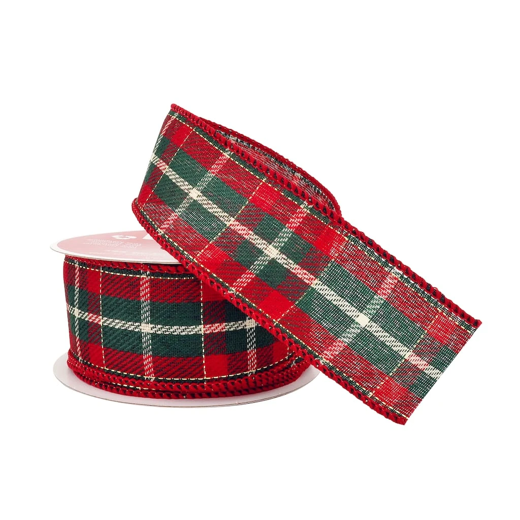 Best Pirce 🎉 1.5" x 30ft. Wired Plaid Ribbon by Celebrate It™ Christmas ❤️ 2 Best Pirce 🎉 1.5" x 30ft. Wired Plaid Ribbon by Celebrate It™ Christmas ❤️ - Image 2