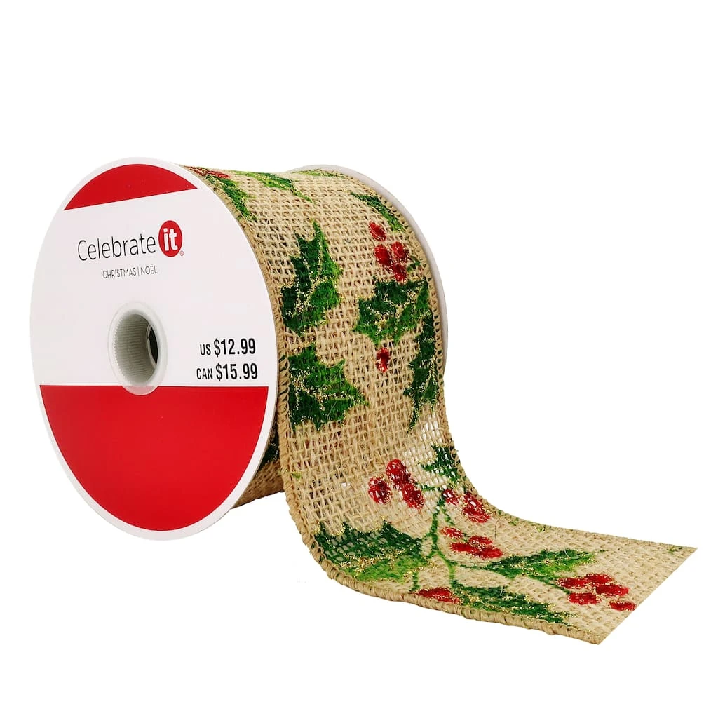 Top 10 ๐ 2.5" x 18ft. Jute Wired Holly Berry Ribbon by Celebrate It™ Christmas ๐ 1 Top 10 ๐ 2.5" x 18ft. Jute Wired Holly Berry Ribbon by Celebrate It™ Christmas ๐