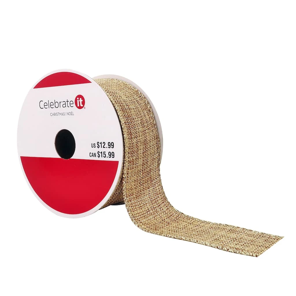 Cheapest π 1.5" x 30ft. Faux Linen Metallic Wired Ribbon by Celebrate It™ β Christmas 𧨠1 Cheapest π 1.5" x 30ft. Faux Linen Metallic Wired Ribbon by Celebrate It™ β Christmas π§¨