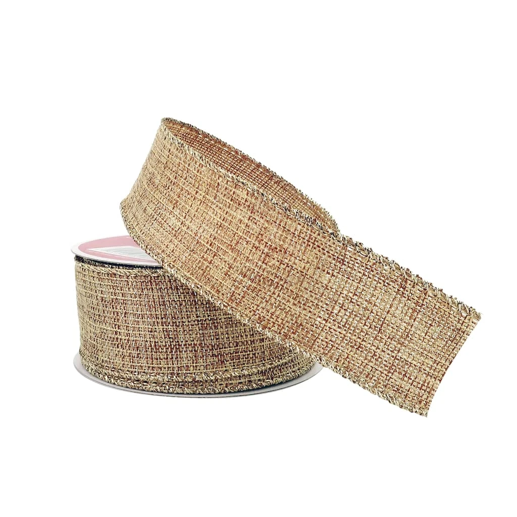 Cheapest π 1.5" x 30ft. Faux Linen Metallic Wired Ribbon by Celebrate It™ β Christmas 𧨠2 Cheapest π 1.5" x 30ft. Faux Linen Metallic Wired Ribbon by Celebrate It™ β Christmas 𧨠- Image 2