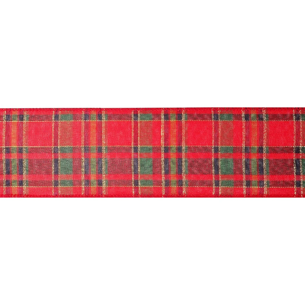 Outlet 🥰 2.5" x 20ft. Wired Plaid Ribbon by Celebrate It™ Christmas 🎉 3 Outlet 🥰 2.5" x 20ft. Wired Plaid Ribbon by Celebrate It™ Christmas 🎉 - Image 3
