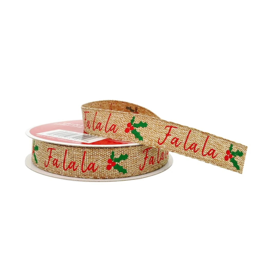 Flash Sale π 5/8" x 24ft. Faux Linen Fa La La Ribbon by Celebrate It™ Christmas π₯° 2 Flash Sale π 5/8" x 24ft. Faux Linen Fa La La Ribbon by Celebrate It™ Christmas π₯° - Image 2