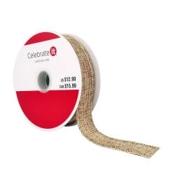 Top 10 ⌛ 7/8" x 24ft. Faux Linen Wired Metallic Ribbon by Celebrate It™ ⭐ Christmas ✨