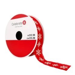 Coupon 🌟 7/8" x 18ft. Grosgrain Snowflake with Fray Edge Ribbon by Celebrate It™ Christmas 🤩