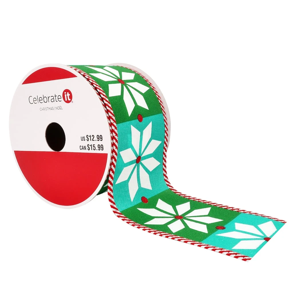 Brand new π₯ 2.5" x 20ft. Taffeta Wired Fair Isle Ribbon by Celebrate It™ β Christmas π 1 Brand new π₯ 2.5" x 20ft. Taffeta Wired Fair Isle Ribbon by Celebrate It™ β Christmas π