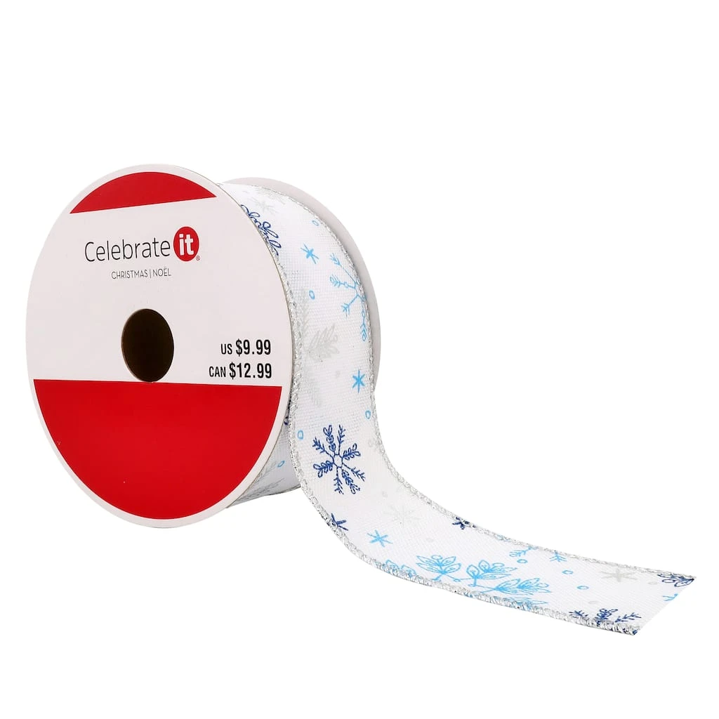 Cheap π 1.5" x 30ft. Taffeta Wired Foil Snowflake Ribbon by Celebrate It™ Christmas π 1 Cheap π 1.5" x 30ft. Taffeta Wired Foil Snowflake Ribbon by Celebrate It™ Christmas π