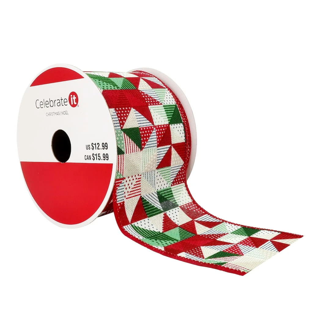 Hot Sale π 2.5" x 20ft. Faux Linen Wired Quilt Pattern Ribbon by Celebrate It™ Christmas β¨ 1 Hot Sale π 2.5" x 20ft. Faux Linen Wired Quilt Pattern Ribbon by Celebrate It™ Christmas β¨