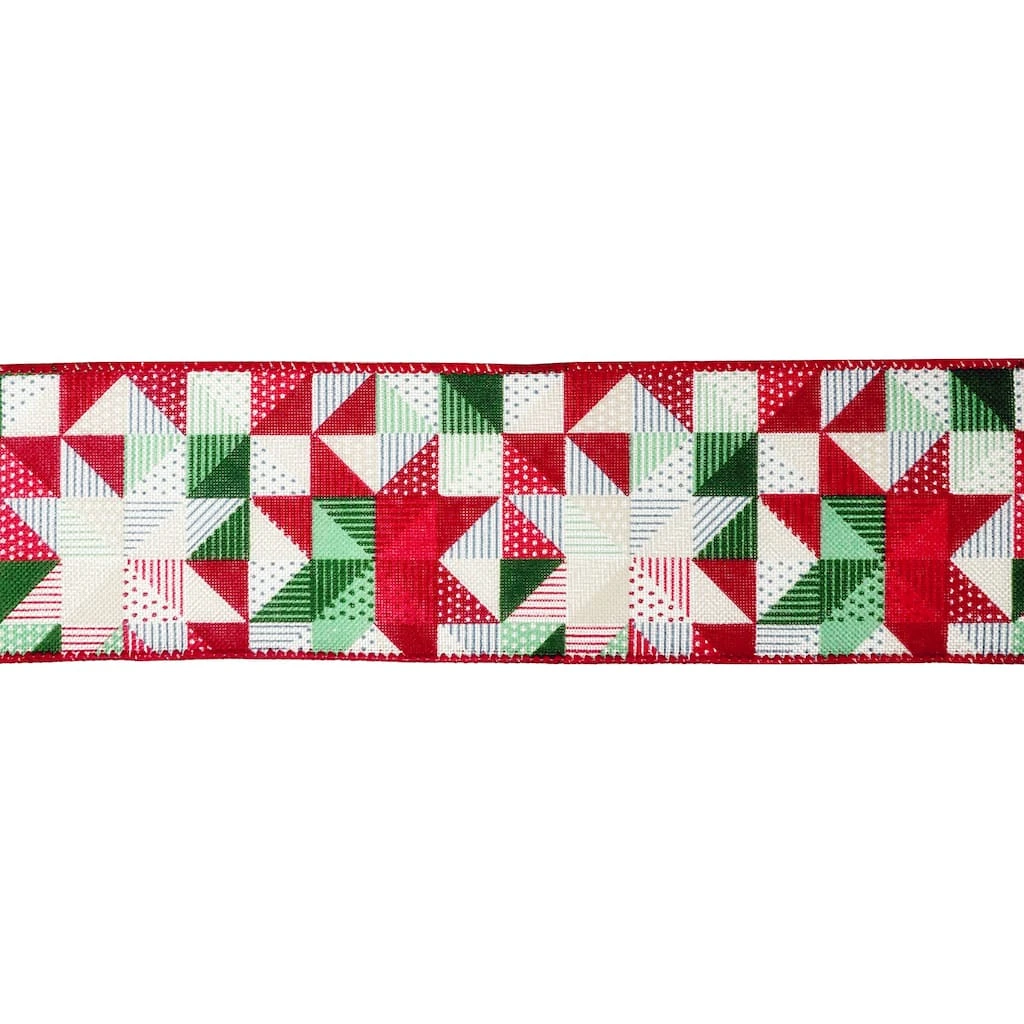 Hot Sale π 2.5" x 20ft. Faux Linen Wired Quilt Pattern Ribbon by Celebrate It™ Christmas β¨ 3 Hot Sale π 2.5" x 20ft. Faux Linen Wired Quilt Pattern Ribbon by Celebrate It™ Christmas β¨ - Image 3