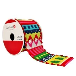 Cheap 🛒 2.5" x 20ft. Taffeta Wired Knit Pattern Ribbon by Celebrate It™ Christmas 💯