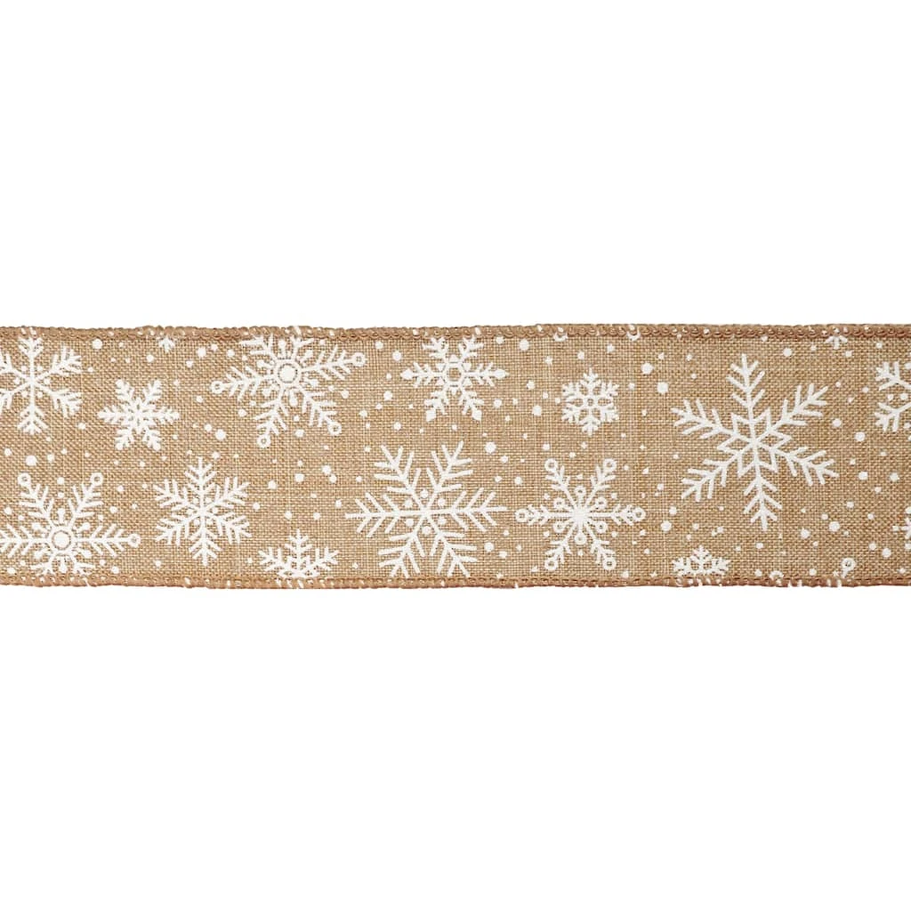 Cheap β 2.5" x 20ft. Faux Linen Wired Snowflake Ribbon by Celebrate It™ Christmas π 3 Cheap β 2.5" x 20ft. Faux Linen Wired Snowflake Ribbon by Celebrate It™ Christmas π - Image 3