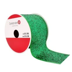 Hot Sale ❤️ 2.5" x 20ft. Glitter Taffeta Wired Ribbon by Celebrate It™ ⭐ Christmas 😉