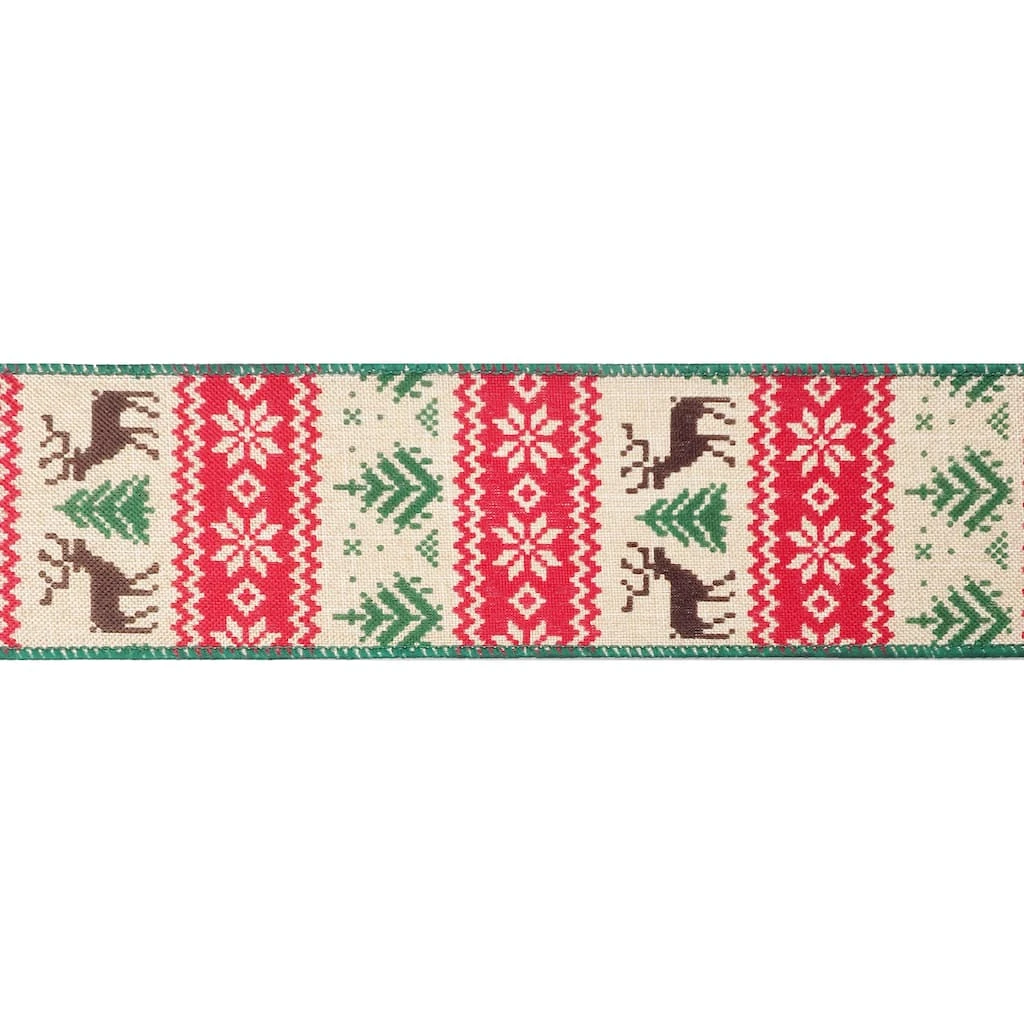 Budget β¨ 2.5" x 20ft. Faux Linen Wired Deer & Trees Ribbon by Celebrate It™ βοΈ Christmas π 3 Budget β¨ 2.5" x 20ft. Faux Linen Wired Deer & Trees Ribbon by Celebrate It™ βοΈ Christmas π - Image 3