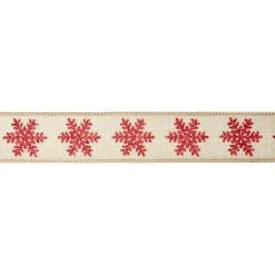 Buy ⭐ 1.5" x 30ft. Faux Linen Wired Snowflakes Ribbon by Celebrate It™ 🧨 Christmas 😍 -Celebrate It Sales Shop 10696184 3