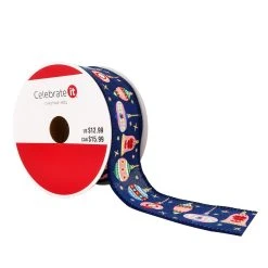 New 😀 1.5" x 30ft. Faux Linen Wired Ornaments Ribbon by Celebrate It™ Christmas 🎁