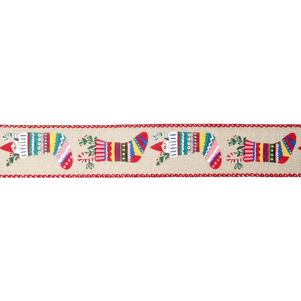 Hot Sale 🧨 1.5" x 30ft. Faux Linen Wired Stockings Ribbon by Celebrate It™ ✨ Christmas ⌛ 3 Hot Sale 🧨 1.5" x 30ft. Faux Linen Wired Stockings Ribbon by Celebrate It™ ✨ Christmas ⌛ - Image 3