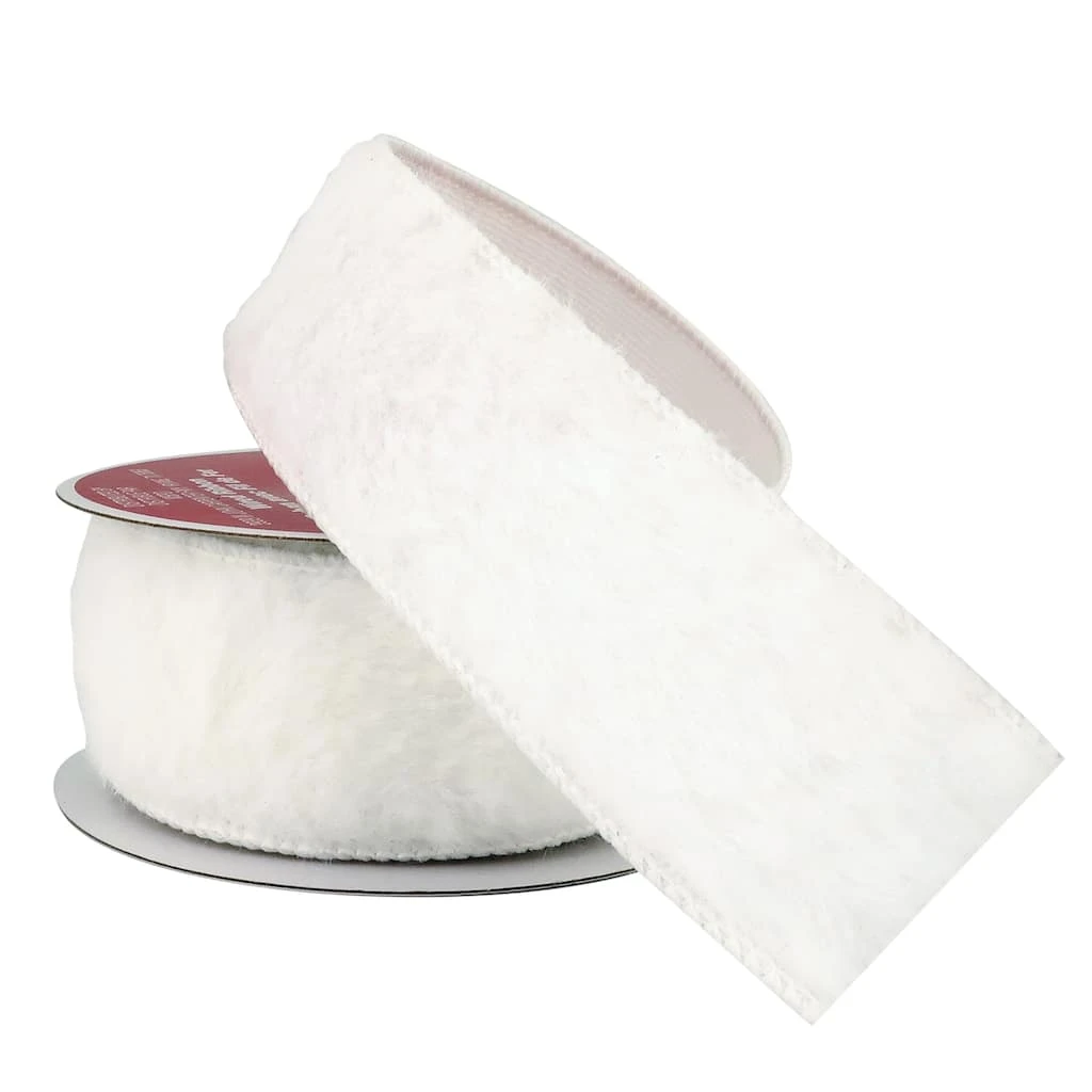 Budget ⭐ 1.5" x 15ft. Faux Fur Wired Ribbon by Celebrate It™ 😀 Christmas ❤️ 2 Budget ⭐ 1.5" x 15ft. Faux Fur Wired Ribbon by Celebrate It™ 😀 Christmas ❤️ - Image 2
