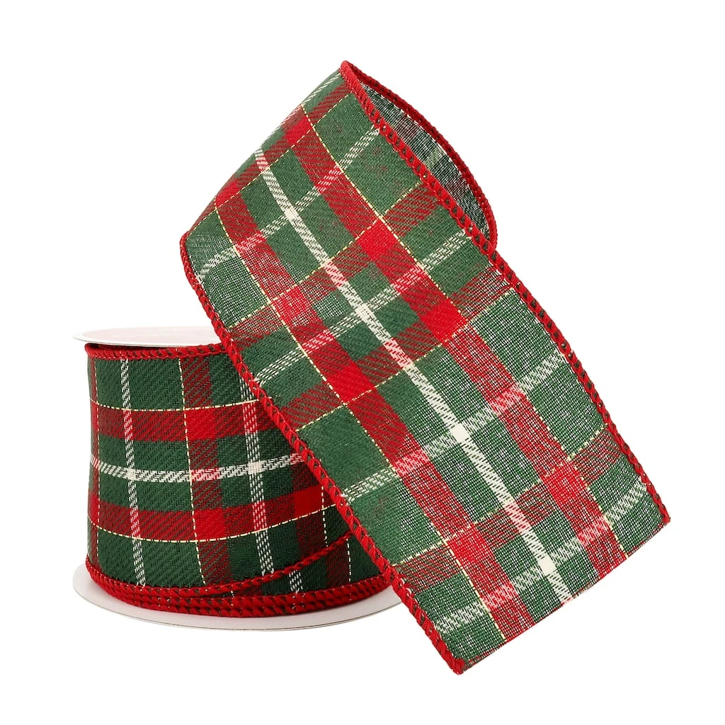 Best reviews of π 2.5" x 20ft. Metallic Wired Plaid Ribbon by Celebrate It™ Christmas π 2 Best reviews of π 2.5" x 20ft. Metallic Wired Plaid Ribbon by Celebrate It™ Christmas π - Image 2